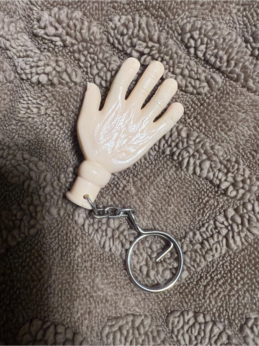 Novelty Plastic Hand Keychain in Pale Pink